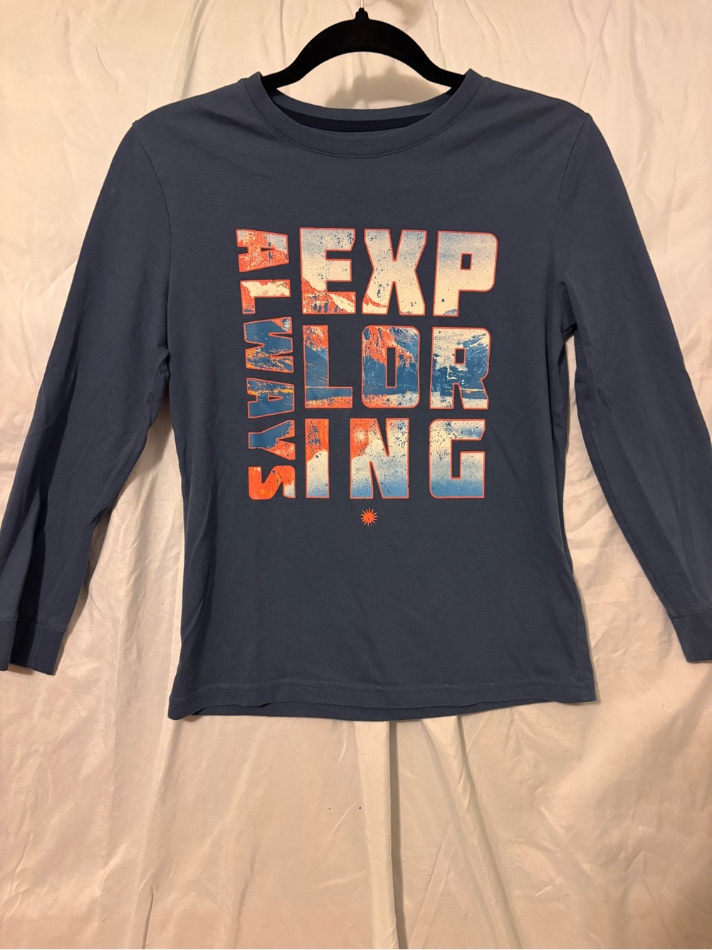 Kids’ Sonoma Blue Long Sleeve Tee with Orange and Light Blue Graphic